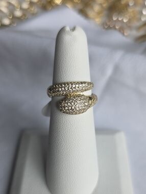 14k Gold Plated Double-Panel Ring - Elegant Women's Jewelry